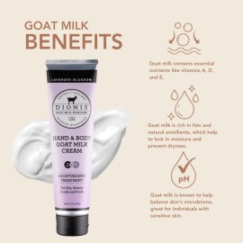 Dionis Goat Milk Skincare 3.3 oz Lavender Blossom Hand & Body Cream - Travel Size Hand Lotion For Hydrating & Moisturizing Dry Skin - Cruelty Free Cream Made In The USA - Paraben Free Formula Dionis Goat Milk Skincare 3.3 oz Lavender Blossom Hand & Body Cream - Travel Size Hand Lotion For Hydrating & Moisturizing Dry Skin - Cruelty Free Cream Made In The USA - Paraben Free Formula