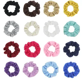 SUSULU Pack of 16pcs Cotton Hair Scrunchies Single Jersey Solid Color Ponytail Holders Elastic Hair Ties for Women Accessories