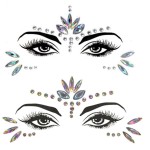 Mermaid Face Gems Stick Jewels for Women Cosplay Mermaid Halloween Club Eye Face Gems Makeup Stickers Rave Party Gift for Kids Eye Face Jewels Festival Tattoo Concert Dress-up Decorations