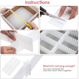 Flytianmy 40Pcs Drawer Dividers, Adjustable Drawer Organizer for Socks, Underwear, Makeup, Can Help Tidy Kitchen, Bedroom, Dresser White Flytianmy 40Pcs Drawer Dividers, Adjustable Drawer Organizer for Socks, Underwear, Makeup, Can Help Tidy Kitchen, Bedroom, Dresser White