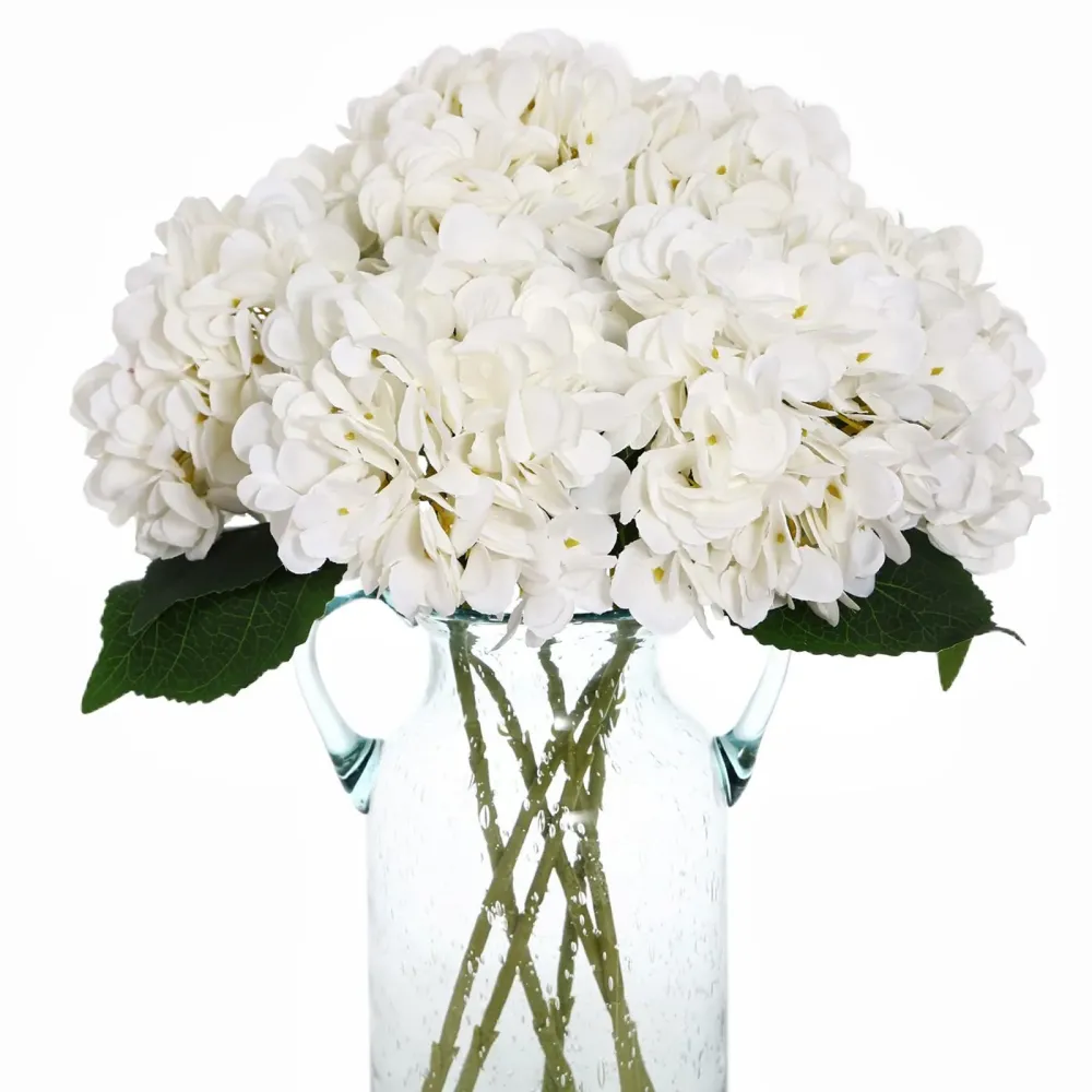Kimura\'s Cabin 6pcs Fake White Flowers Artificial Silk Hydrangea Flowers Bouquets Faux Hydrangea Stems for Home Table Centerpieces Wedding Party Decoration (White) Kimura\'s Cabin 6pcs Fake White Flowers Artificial Silk Hydrangea Flowers Bouquets Faux Hydrangea Stems for Home Table Centerpieces Wedding Party Decoration (White)