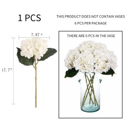 Kimura\'s Cabin 6pcs Fake White Flowers Artificial Silk Hydrangea Flowers Bouquets Faux Hydrangea Stems for Home Table Centerpieces Wedding Party Decoration (White) Kimura\'s Cabin 6pcs Fake White Flowers Artificial Silk Hydrangea Flowers Bouquets Faux Hydrangea Stems for Home Table Centerpieces Wedding Party Decoration (White)