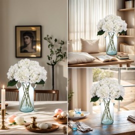 Kimura\'s Cabin 6pcs Fake White Flowers Artificial Silk Hydrangea Flowers Bouquets Faux Hydrangea Stems for Home Table Centerpieces Wedding Party Decoration (White) Kimura\'s Cabin 6pcs Fake White Flowers Artificial Silk Hydrangea Flowers Bouquets Faux Hydrangea Stems for Home Table Centerpieces Wedding Party Decoration (White)