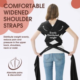 Acrabros Baby Wrap Carrier,Hands Free Baby Carrier Sling,Lightweight,Breathable,Softness,Perfect for Newborn Infants and Babies Shower Gift,Black Acrabros Baby Wrap Carrier,Hands Free Baby Carrier Sling,Lightweight,Breathable,Softness,Perfect for Newborn Infants and Babies Shower Gift,Black