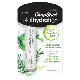 ChapStick Total Hydration Essential Oils Peace Lip Balm, Rosemary + Peppermint Lip Balm Tube, Lip Care - 0.12 Oz