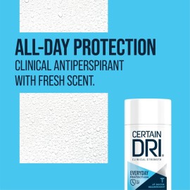 Certain Dri Everyday Strength Clinical Solid Antiperspirant, Hyperhidrosis Treatment for Men & Women, Long-Lasting 72hr Protection, Effective Sweat Control, Travel Friendly, Fresh Scent, 2.6oz, 3 Pack Certain Dri Everyday Strength Clinical Solid Antiperspirant, Hyperhidrosis Treatment for Men & Women, Long-Lasting 72hr Protection, Effective Sweat Control, Travel Friendly, Fresh Scent, 2.6oz, 3 Pack
