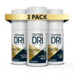 Certain Dri Prescription Strength Clinical Antiperspirant Roll-On, Hyperhidrosis Treatment for Men & Women, Long-Lasting 72hr Protection, Effective Sweat Control, Fragrance Free, 1.2 Fl oz, 3 Pack