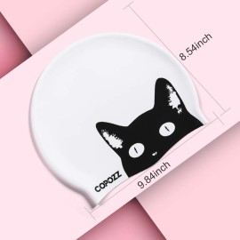 COPOZZ Adult Swim Caps, Silicone Waterproof Comfortable Swimming Cap for Women, Long and Short Hair(Black Cat-12yrs+) COPOZZ Adult Swim Caps, Silicone Waterproof Comfortable Swimming Cap for Women, Long and Short Hair(Black Cat-12yrs+)