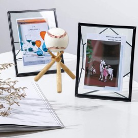 TIHOOD 2PCS Wooden Baseball Display Stand Holder -Consists of 3 Mini Baseball Bat