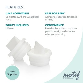 Motif Medical Replacement Breast Pump Valve for Motif Luna Breast Pump - Easy-to-Attach Breast Pump Duckbill Valves - Portable Motif Luna Pump Parts (2 Valves Included) Motif Medical Replacement Breast Pump Valve for Motif Luna Breast Pump - Easy-to-Attach Breast Pump Duckbill Valves - Portable Motif Luna Pump Parts (2 Valves Included)