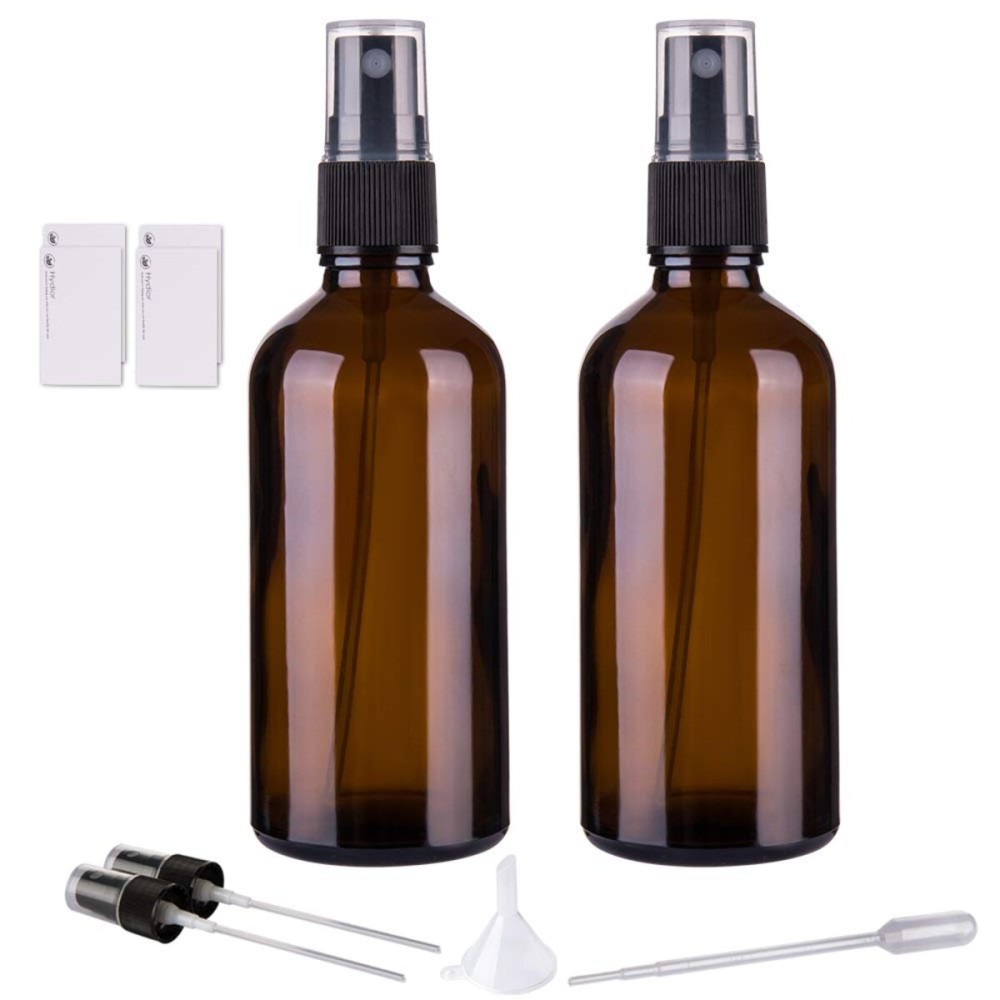 Hydior Amber Glass Spray Bottles for Essential Oils, 4oz Empty Small Fine Mist Spray Bottle 2 Pack Hydior Amber Glass Spray Bottles for Essential Oils, 4oz Empty Small Fine Mist Spray Bottle 2 Pack