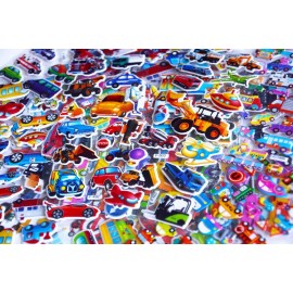 Kids Cars & Trucks Stickers Party Pack, 20 Sheets, Boys\' Vehicle Stickers with Cars, Fire Trucks, Buses, Airplane, Rocket