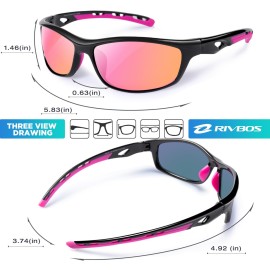 RIVBOS Womens Sunglasses Polarized TR90 Unbreakable Frame Sports Driving Fishing Cycling RB833-Black&Pink RIVBOS Womens Sunglasses Polarized TR90 Unbreakable Frame Sports Driving Fishing Cycling RB833-Black&Pink