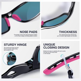 RIVBOS Womens Sunglasses Polarized TR90 Unbreakable Frame Sports Driving Fishing Cycling RB833-Black&Pink RIVBOS Womens Sunglasses Polarized TR90 Unbreakable Frame Sports Driving Fishing Cycling RB833-Black&Pink
