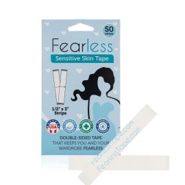 Fearless Tape - Sensitive Skin - Women\'s Double Sided Tape for Clothing and Body, Transparent Clear Color for All Skin Shades, 50 Count
