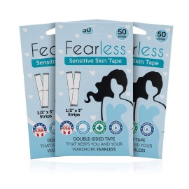 Fearless Tape - Sensitive Skin - Women\'s Double Sided Tape for Clothing and Body, Transparent Clear Color for All Skin Shades, 50 Count Fearless Tape - Sensitive Skin - Women\'s Double Sided Tape for Clothing and Body, Transparent Clear Color for All Skin Shades, 50 Count