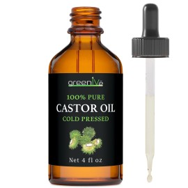 GreenIVe Castor Oil Organically Grown 100% Pure 4 fl oz Bottle Cold Pressed, Hexane Free, Eyelash and Eyebrow Growth Serum, Skin Moisturizer Detox and Wraps GreenIVe Castor Oil Organically Grown 100% Pure 4 fl oz Bottle Cold Pressed, Hexane Free, Eyelash and Eyebrow Growth Serum, Skin Moisturizer Detox and Wraps