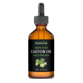 GreenIVe Castor Oil Organically Grown 100% Pure 4 fl oz Bottle Cold Pressed, Hexane Free, Eyelash and Eyebrow Growth Serum, Skin Moisturizer Detox and Wraps GreenIVe Castor Oil Organically Grown 100% Pure 4 fl oz Bottle Cold Pressed, Hexane Free, Eyelash and Eyebrow Growth Serum, Skin Moisturizer Detox and Wraps
