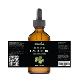 GreenIVe Castor Oil Organically Grown 100% Pure 4 fl oz Bottle Cold Pressed, Hexane Free, Eyelash and Eyebrow Growth Serum, Skin Moisturizer Detox and Wraps GreenIVe Castor Oil Organically Grown 100% Pure 4 fl oz Bottle Cold Pressed, Hexane Free, Eyelash and Eyebrow Growth Serum, Skin Moisturizer Detox and Wraps