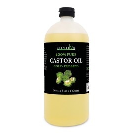 GreenIVe Castor Oil Organically Grown 100% Pure 32oz Bottle Cold Pressed, Hexane Free, Eyelash and Eyebrow Growth Serum, Skin Moisturizer Detox and Wraps GreenIVe Castor Oil Organically Grown 100% Pure 32oz Bottle Cold Pressed, Hexane Free, Eyelash and Eyebrow Growth Serum, Skin Moisturizer Detox and Wraps