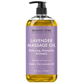 MAJESTIC PURE Lavender Massage Oil - Invigorating, Refreshing, and Relaxing - Massage, Made with Natural Oils - for All Skin Types - Men and Women - 8 fl oz