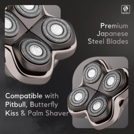 Skull Shaver Forte PRO 4 Head Replacement Blade for Pitbull, Butterfly kiss pro & Palm Shavers - Best Electric Shaver & Head Shaver Blade, Smooth Shave with Less Irritation