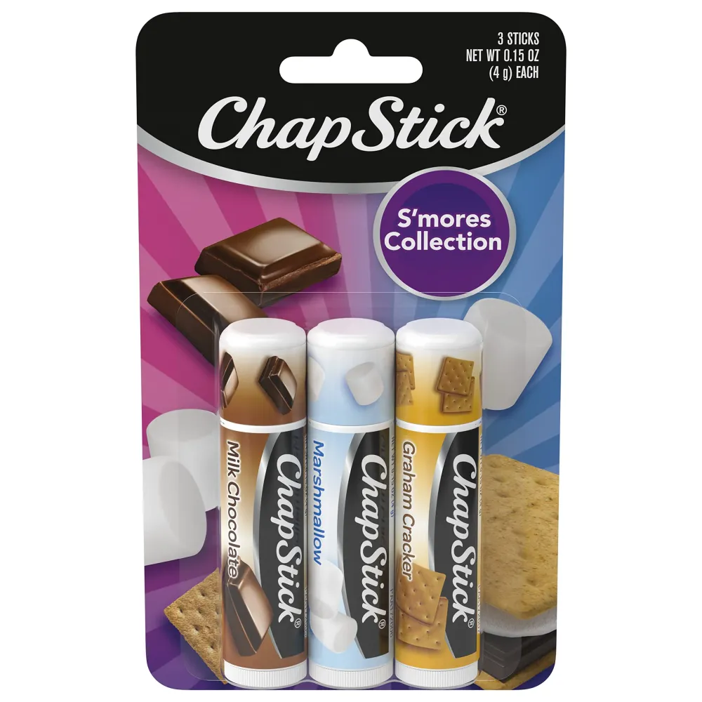 ChapStick S\'more Collection Variety Pack Lip Balm Tube, Lip Care, 0.15 Ounce (Pack of 3) ChapStick S\'more Collection Variety Pack Lip Balm Tube, Lip Care, 0.15 Ounce (Pack of 3)