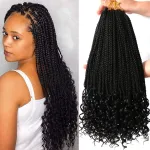 7 Packs 18 Inch Bohemian Goddess Box Braids Crochet Hair for Black Women (18 Inch, 1B)