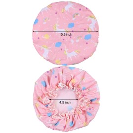 Unicorn Shower Caps, Double Layers Bath Hat for Women Girls to Cover Long and Thick Hair, Reusable Waterproof Bonnet 4 Pack Unicorn Shower Caps, Double Layers Bath Hat for Women Girls to Cover Long and Thick Hair, Reusable Waterproof Bonnet 4 Pack