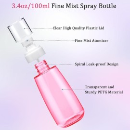 Cosywell Fine Mist Spray Bottle TSA Approved 3.4oz/ 100ml Empty Cosmetic Refillable Travel Containers Plastic Hair Spray Bottle Sprayer for Perfume Skincare Makeup Lotion (3color)
