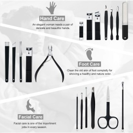 Manicure Set Professional Nail Clippers Kit Pedicure Care Tools- Stainless Steel Women Grooming Kit 18Pcs for Travel or Home (Pink)