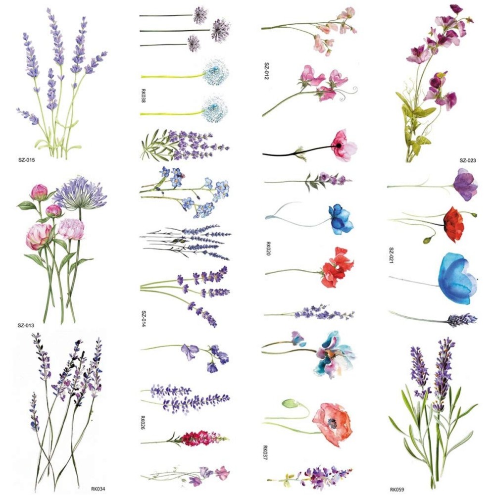 COKTAK 12Pieces/Lot 3D Watercolor Lavender Flower Temporary Tattoos For Women Body Art Arm Fake Flora Adults TattooSticker Waterproof Girls Tatoos COKTAK 12Pieces/Lot 3D Watercolor Lavender Flower Temporary Tattoos For Women Body Art Arm Fake Flora Adults TattooSticker Waterproof Girls Tatoos