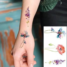 COKTAK 12Pieces/Lot 3D Watercolor Lavender Flower Temporary Tattoos For Women Body Art Arm Fake Flora Adults TattooSticker Waterproof Girls Tatoos COKTAK 12Pieces/Lot 3D Watercolor Lavender Flower Temporary Tattoos For Women Body Art Arm Fake Flora Adults TattooSticker Waterproof Girls Tatoos