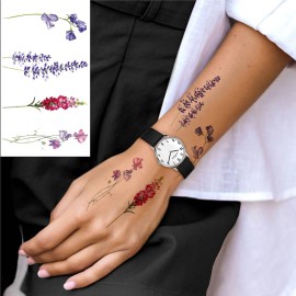 COKTAK 12Pieces/Lot 3D Watercolor Lavender Flower Temporary Tattoos For Women Body Art Arm Fake Flora Adults TattooSticker Waterproof Girls Tatoos COKTAK 12Pieces/Lot 3D Watercolor Lavender Flower Temporary Tattoos For Women Body Art Arm Fake Flora Adults TattooSticker Waterproof Girls Tatoos