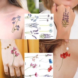COKTAK 12Pieces/Lot 3D Watercolor Lavender Flower Temporary Tattoos For Women Body Art Arm Fake Flora Adults TattooSticker Waterproof Girls Tatoos COKTAK 12Pieces/Lot 3D Watercolor Lavender Flower Temporary Tattoos For Women Body Art Arm Fake Flora Adults TattooSticker Waterproof Girls Tatoos