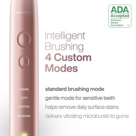 Aquasonic Vibe Series Ultra-Whitening Toothbrush - ADA Accepted Electric Toothbrush - 8 Brush Heads & Travel Case - 40,000 VPM Motor & Wireless Charging - 4 Modes w Smart Timer - Satin Rose Gold Aquasonic Vibe Series Ultra-Whitening Toothbrush - ADA Accepted Electric Toothbrush - 8 Brush Heads & Travel Case - 40,000 VPM Motor & Wireless Charging - 4 Modes w Smart Timer - Satin Rose Gold