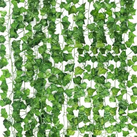 CEWOR 14 Pack 98 Feet Fake Ivy Leaves Artificial Garland Greenery Hanging Plant Vine for Bedroom Wall Decor Wedding Party Room Aesthetic Stuff CEWOR 14 Pack 98 Feet Fake Ivy Leaves Artificial Garland Greenery Hanging Plant Vine for Bedroom Wall Decor Wedding Party Room Aesthetic Stuff