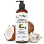 PURA D\'OR 16 Oz ORGANIC Fractionated Coconut Oil - MCT Oil - 100% Pure & Natural USDA Certified Cold Pressed Carrier Oil - Unscented, Hexane Free Moisturizer For Face, Skin & Hair Tonic - Men & Women