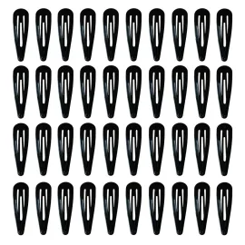 40 Pack Black 2 Inch Barrettes Women Metal Snap Hair Clips Accessories