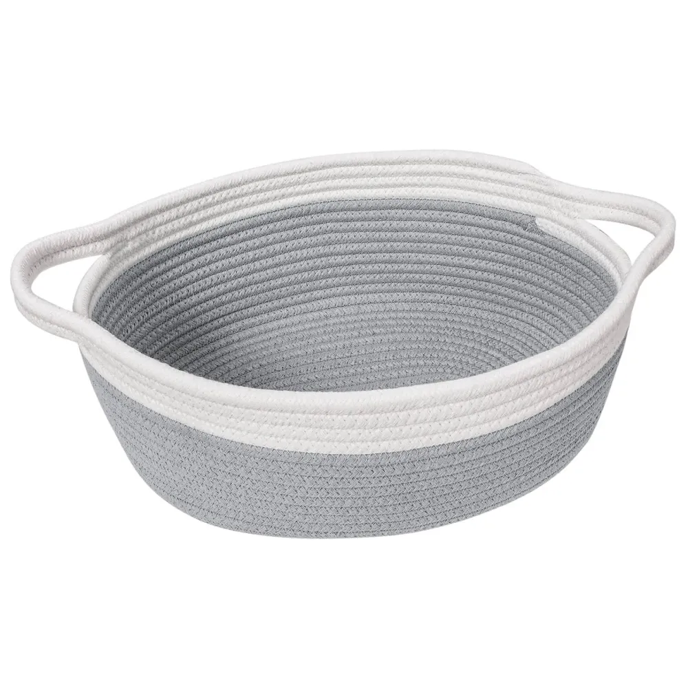 Goodpick Small Woven Storage Basket with Handles, Cotton Rope Baskets for Gifts Empty, Dog Toys, Diapers, Towels, Easter Baskets for Kids, 12 x 8 x 5, Gray Goodpick Small Woven Storage Basket with Handles, Cotton Rope Baskets for Gifts Empty, Dog Toys, Diapers, Towels, Easter Baskets for Kids, 12 x 8 x 5, Gray