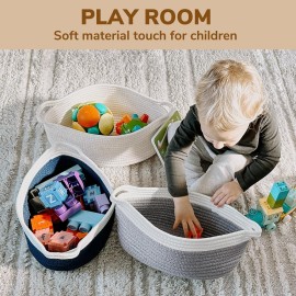 Goodpick Small Woven Storage Basket with Handles, Cotton Rope Baskets for Gifts Empty, Dog Toys, Diapers, Towels, Easter Baskets for Kids, 12 x 8 x 5, Gray Goodpick Small Woven Storage Basket with Handles, Cotton Rope Baskets for Gifts Empty, Dog Toys, Diapers, Towels, Easter Baskets for Kids, 12 x 8 x 5, Gray