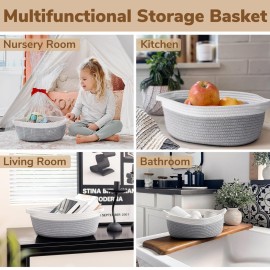 Goodpick Small Woven Storage Basket with Handles, Cotton Rope Baskets for Gifts Empty, Dog Toys, Diapers, Towels, Easter Baskets for Kids, 12 x 8 x 5, Gray Goodpick Small Woven Storage Basket with Handles, Cotton Rope Baskets for Gifts Empty, Dog Toys, Diapers, Towels, Easter Baskets for Kids, 12 x 8 x 5, Gray