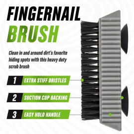 Grip Clean - Heavy Duty Nail Brush for Cleaning Nails - Nail Cleaning Brush for Men and Women - Mechanical Brush. Nail Brush Cleaner for Hands and Under Nails.