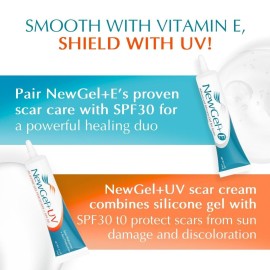 NewGel Plus UV by MyNewGel Advanced Silicone Scar Gel for OLD and NEW Scars with SPF30 Mineral non-chemical Sunscreen, Ideal for Protecting Scars from harmful ultraviolet rays, 15g (0.5 oz)