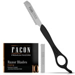 Facn Hair Razors for Cutting Hair - Professional Hair Styling Razor Kit with 11 Replacement Blades, Stainless Steel Hair Cutting Tool for Salon & Home, Premium Hair Thinning Texturizing Faether Razor