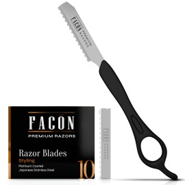 Facn Hair Razors for Cutting Hair - Professional Hair Styling Razor Kit with 11 Replacement Blades, Stainless Steel Hair Cutting Tool for Salon & Home, Premium Hair Thinning Texturizing Faether Razor