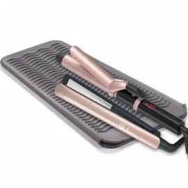 Heat Resistant Mat for Hair Tools, Silicone Heat Mat & Holder for Curling Iron, Professional Portable Travel Flat Iron Mat Pad Pouch Case Cover for Countertop