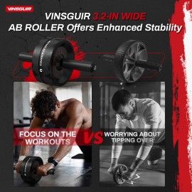 Vinsguir Ab Roller Wheel, Abs Workout Equipment for Abdominal & Core Strength Training, Exercise Wheels for Home Gym, Fitness Equipment for Core Workout with Knee Pad Accessories Vinsguir Ab Roller Wheel, Abs Workout Equipment for Abdominal & Core Strength Training, Exercise Wheels for Home Gym, Fitness Equipment for Core Workout with Knee Pad Accessories