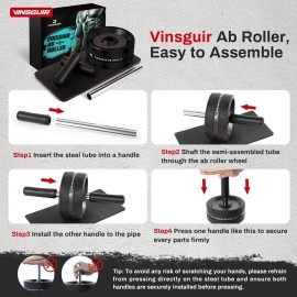 Vinsguir Ab Roller Wheel, Abs Workout Equipment for Abdominal & Core Strength Training, Exercise Wheels for Home Gym, Fitness Equipment for Core Workout with Knee Pad Accessories Vinsguir Ab Roller Wheel, Abs Workout Equipment for Abdominal & Core Strength Training, Exercise Wheels for Home Gym, Fitness Equipment for Core Workout with Knee Pad Accessories