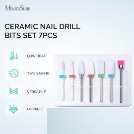 MelodySusie Ceramic Nail Drill Bits Set, 3/32\'\' (2.35mm) Professional Acrylic Nail File Drill Bit for Manicure Pedicure Cuticle Gel Nail Polishing 7Pcs MelodySusie Ceramic Nail Drill Bits Set, 3/32\'\' (2.35mm) Professional Acrylic Nail File Drill Bit for Manicure Pedicure Cuticle Gel Nail Polishing 7Pcs